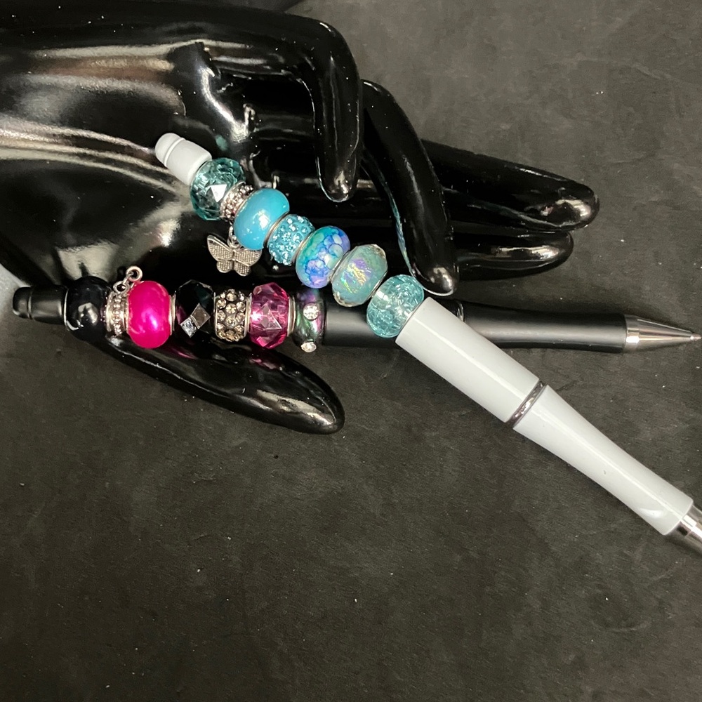 Beaded Pen with Pink and Blue Accents